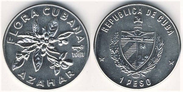 1 peso (Flore cubaine - Fleur d'oranger)