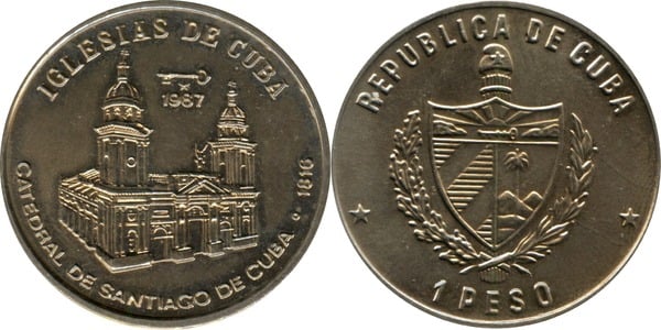 1 peso (Les églises de Cuba - Cathédrale de Santiago de Cuba)