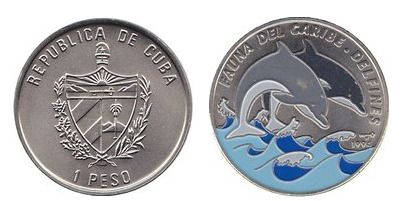 1 peso (Faune des Caraïbes. Dauphins)