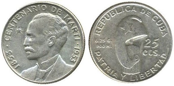 25 centavos (Centenaire de José Martí)