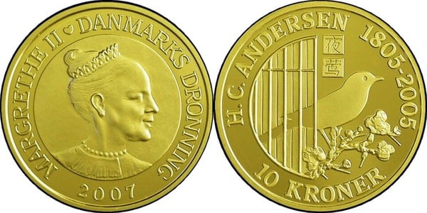 10 kroner (200e anniversaire de la naissance de Hans Christian Andersen 1805-2005)