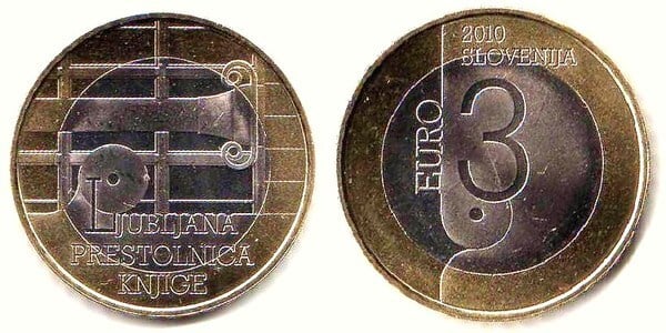 3 euro (Ljubljana, capitale mondiale du livre)