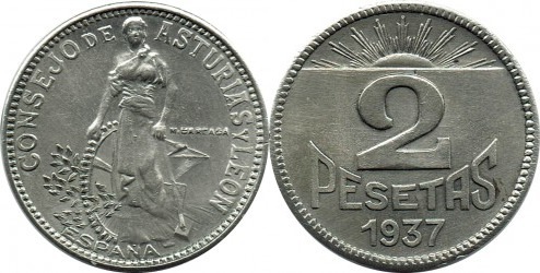 2 pesetas (Conseil des Asturies et du Léon)