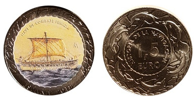1,5 euro (Barco de combate fenicio)