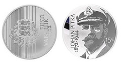 15 euro (150 aniversario del nacimiento del almirante Johan Pitka)