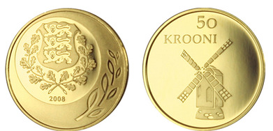 50 krooni (90º aniversario de la República de Estonia)