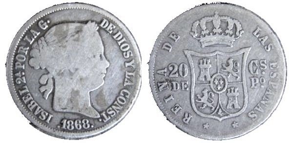 20 céntimos de peso (Période coloniale espagnole)