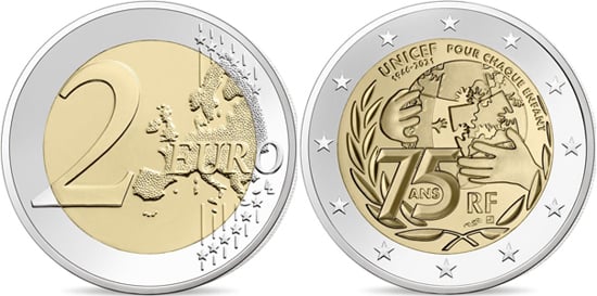 2 euro (75e anniversaire de la création de l'UNICEF)