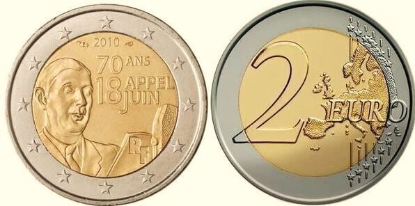 2 euro (70e anniversaire de l'appel du 18 juin)