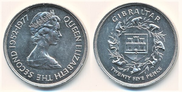 25 new pence (Le jubilé d'argent de la reine)