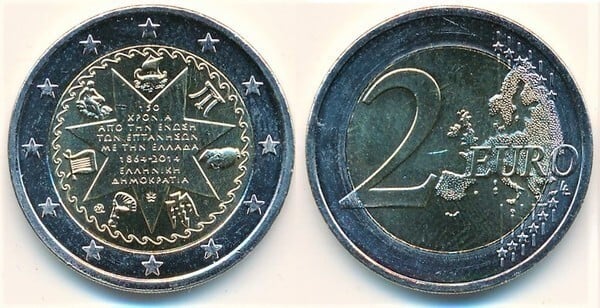 2 euro (150e anniversaire de l'union des îles Ioniennes à la Grèce)