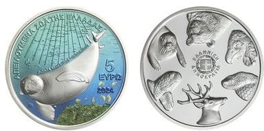 5 euros (phoque moine de Méditerranée)