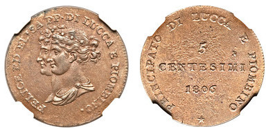 3 centesimi  (Principauté de Lucques et Piombino)