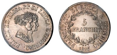 5 franchi   (Principado de Lucca y Piombino)