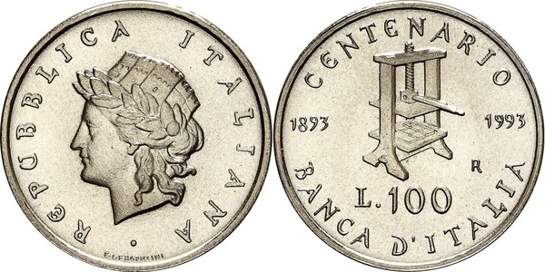 100 lire (100e anniversaire de la Banca d'Italia)