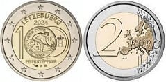 2 euro (Centenario de la introducción de monedas en francos luxemburgueses con la imagen del Feierstëppler)