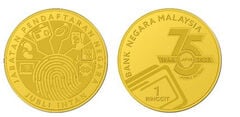 1 ringgit (75e anniversaire du Jabatan Pendaftaran Negara)