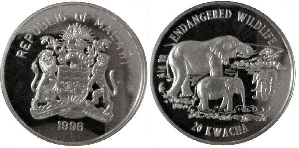 20 kwacha (Faune et flore sauvages menacées d'extinction - Éléphant)