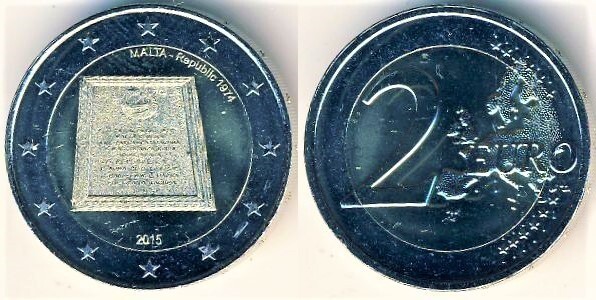 2 euro (40 Aniversario de la República de Malta en 1974)