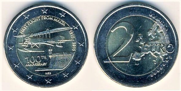 2 euro (100e anniversaire du premier vol depuis Malte)