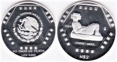 2 nuevos pesos-1/2 onza (Chaac Mool)