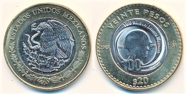 20 pesos (Centenaire de l'armée mexicaine)