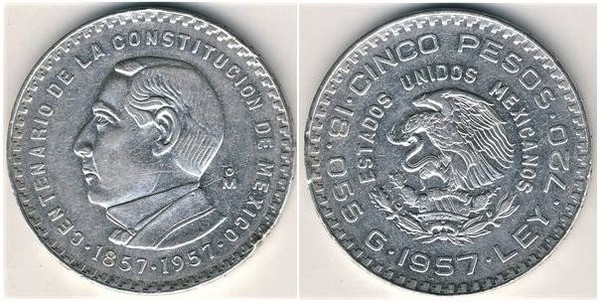 5 pesos (Centenaire de la Constitution)