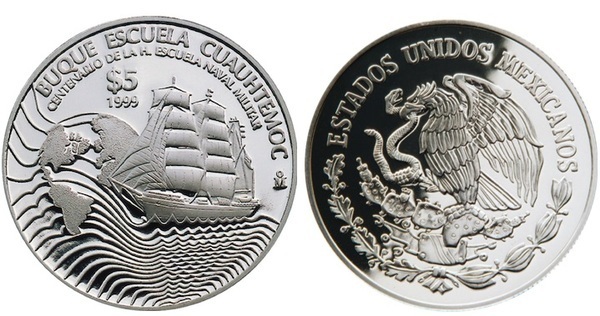 5 pesos (Cuauhtemoc School Ship)