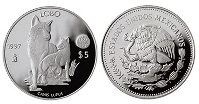 5 Pesos (Loup mexicain)