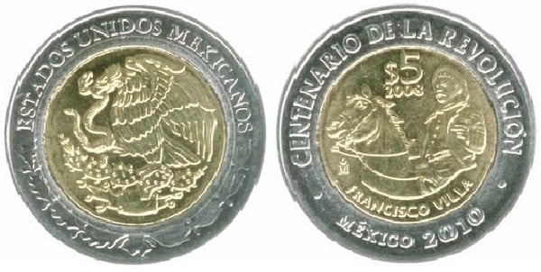 5 pesos (Centenaire de la révolution - Francisco Villa)