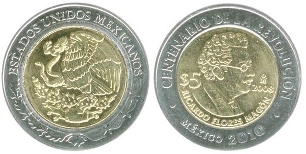 5 pesos (Centenaire de la révolution - Ricardo Flores Magón)