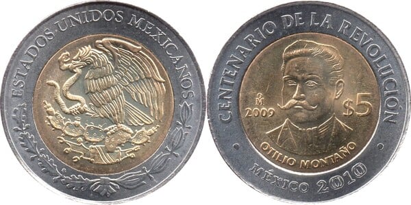 5 pesos (Centenaire de la révolution - Otilio Montaño)