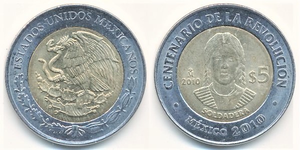 5 pesos (Centenaire de la révolution - La Soldadera)