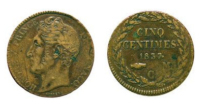 5 centimes (Grande tête - couleur laiton)