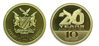 10 dollars (20e anniversaire de la Banque de Namibie)