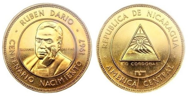 50 córdobas (Centenaire de la naissance de Ruben Dario)