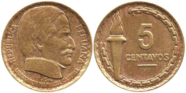 5 centavos (100 ans d'abolition de l'esclavage au Pérou par le président Ramon Castilla)