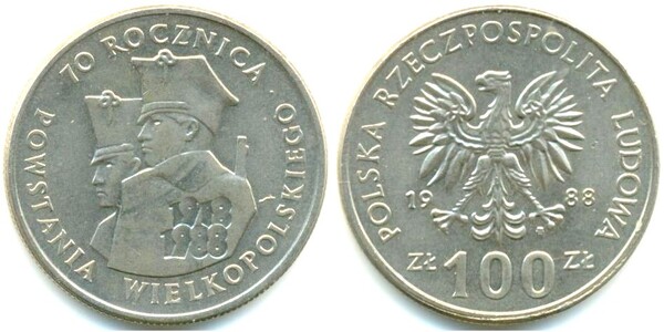 100 zlotych (70e anniversaire du soulèvement de la Grande Pologne)