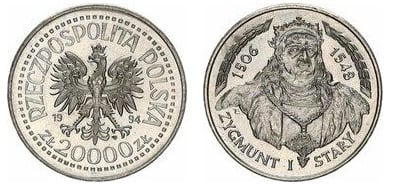 20.000 zlotych (Zygmunt I Stary - Le vieil homme)