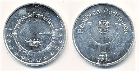 5 euro (Año Europeo de la Igualdad de Oportunidades para todos)