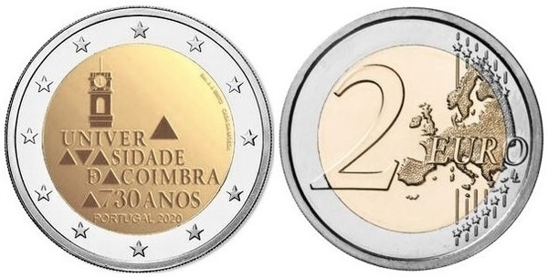 2 euro (730e anniversaire de l'université de Coimbra)