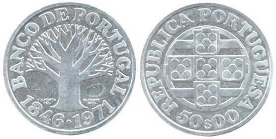 50 escudos (125e anniversaire du Banco de Portugal)