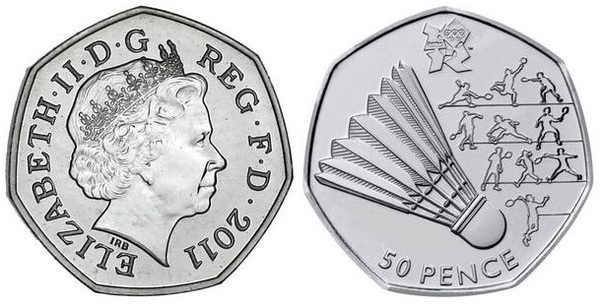 50 pence (Jeux olympiques de Londres 2012-Badminton)