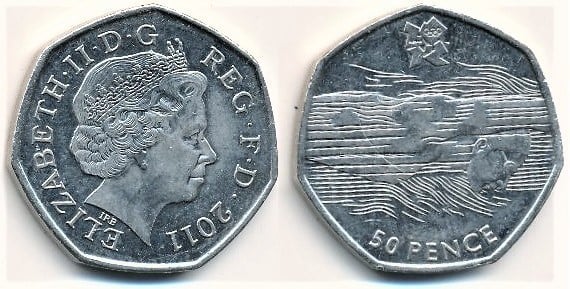 50 pence  (Jeux olympiques de Londres 2012-Natation)