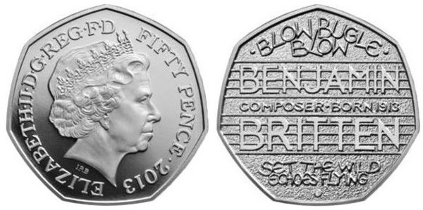 50 pence (100e anniversaire de la naissance de Sir Benjamin Britten)