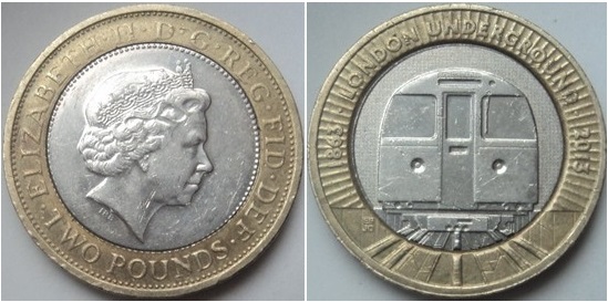 2 pounds (125e anniversaire du métro de Londres - Train)