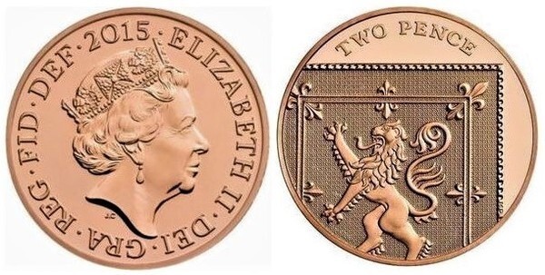 2 pence (Elizabeth II - bouclier - 2/6)