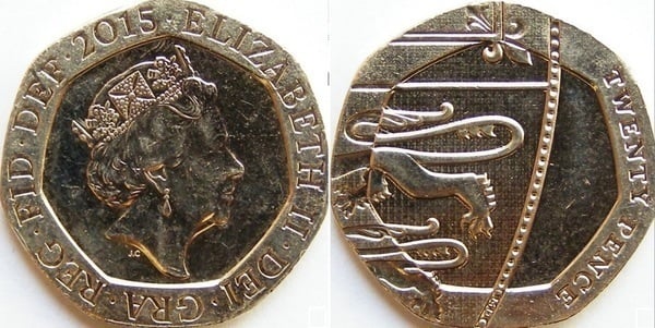 20 pence (Elizabeth II - bouclier - 5/6)