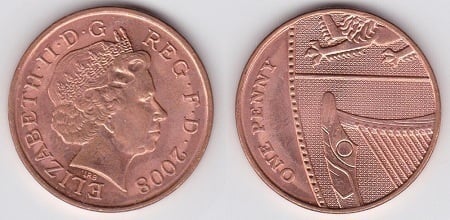 1 penny (Elizabeth II - bouclier - 1/6)