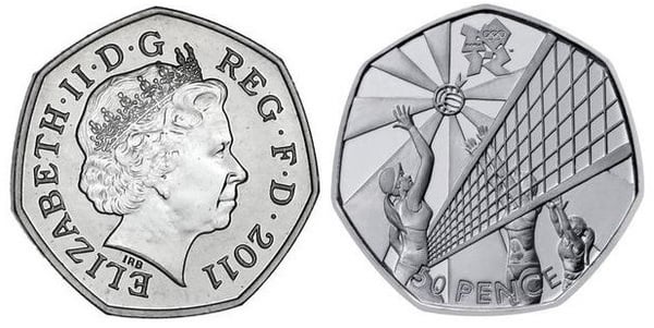 50 pence (Jeux Olympiques de Londres 2012 - Volley-ball)